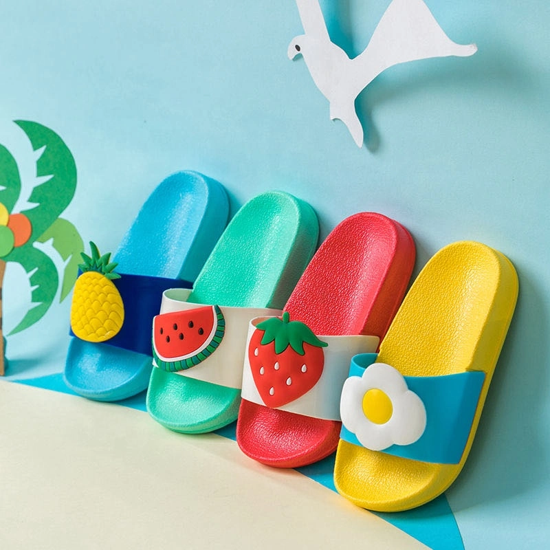 Summer Comfortable Kids Embossing Slippers Non-Slip PVC Plastic Bathroom Children Boys Girls Sandals Slippers Customized