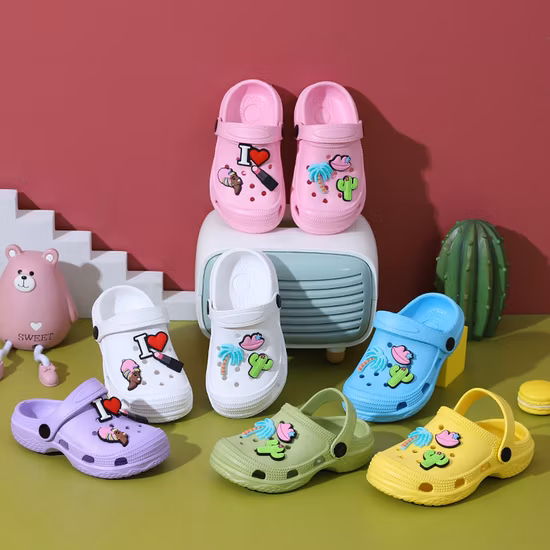 Sabots de jardin EVA de plage unisexes, imperméables, personnalisés et durables pour enfants, plate-forme en plastique de dessin animé, mignons Anti